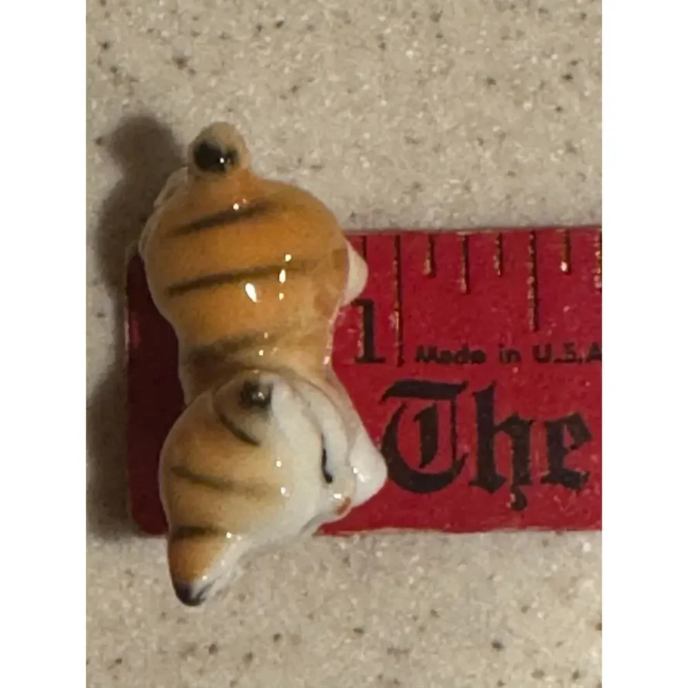 Vintage Bone China orange Cat Figurine Japan Miniature Playful Kittens